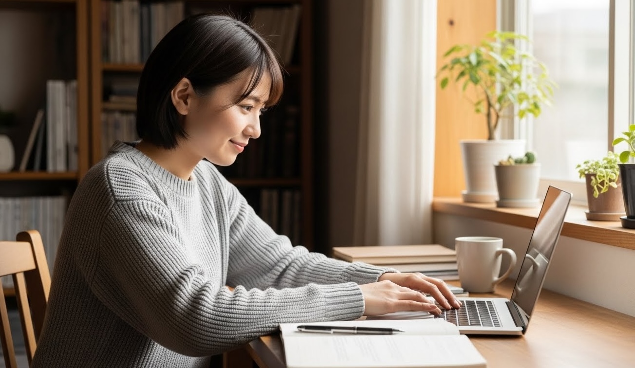 スキマ時間で学習する様子